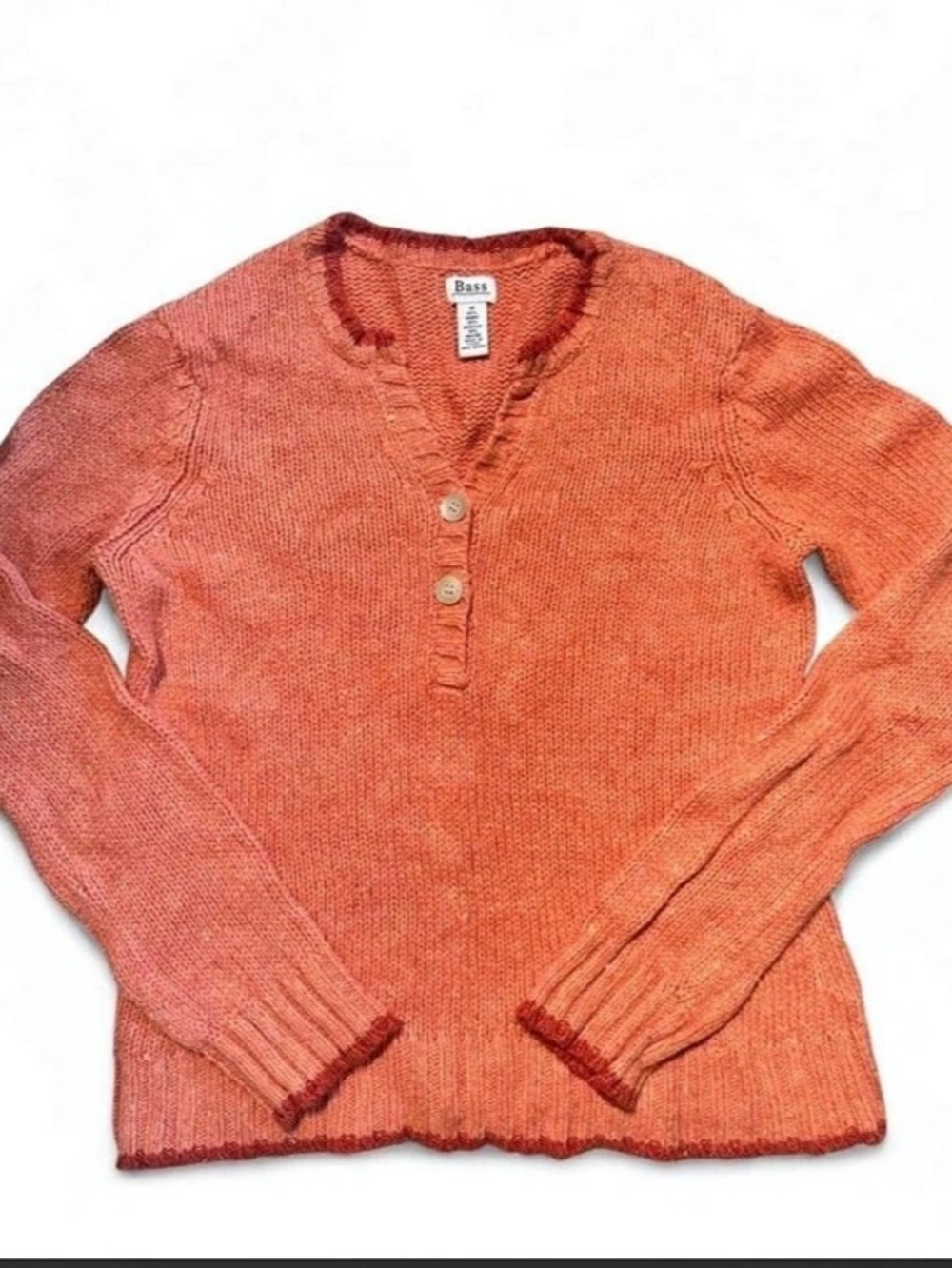 Bass Orange V-Neck Sweater Size Medium